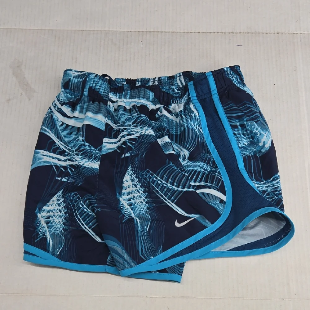 Nike Navy and Teal Patterned Shorts XS